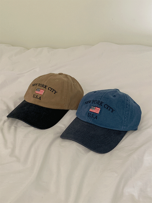 뉴욕시티 배색 볼캡 모자