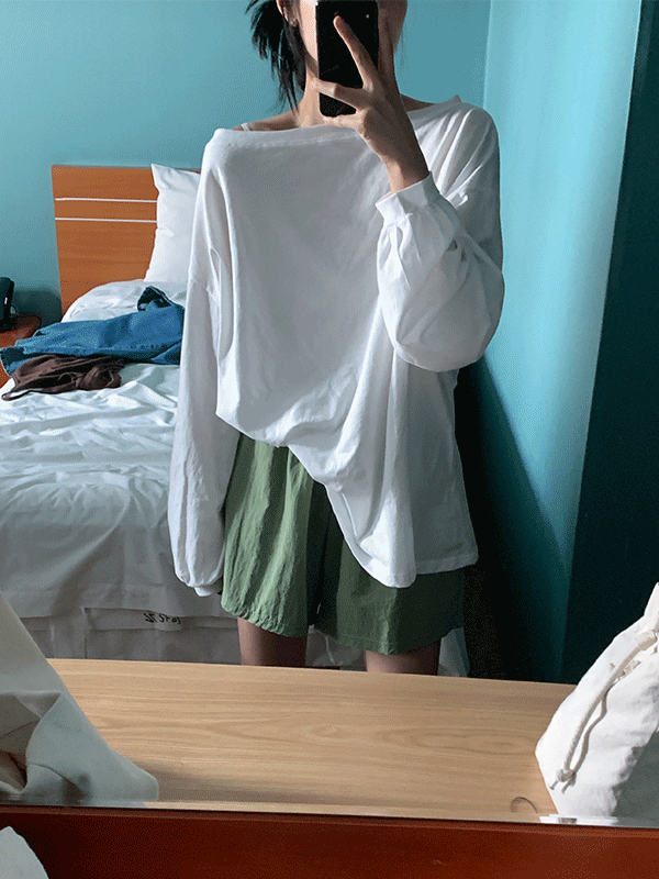 [여름까지쭉!] 프리 박시 루즈핏 보트넥 오프숄더 티셔츠